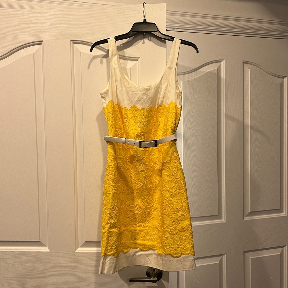 Yellow and white belted Antonio Melani dress